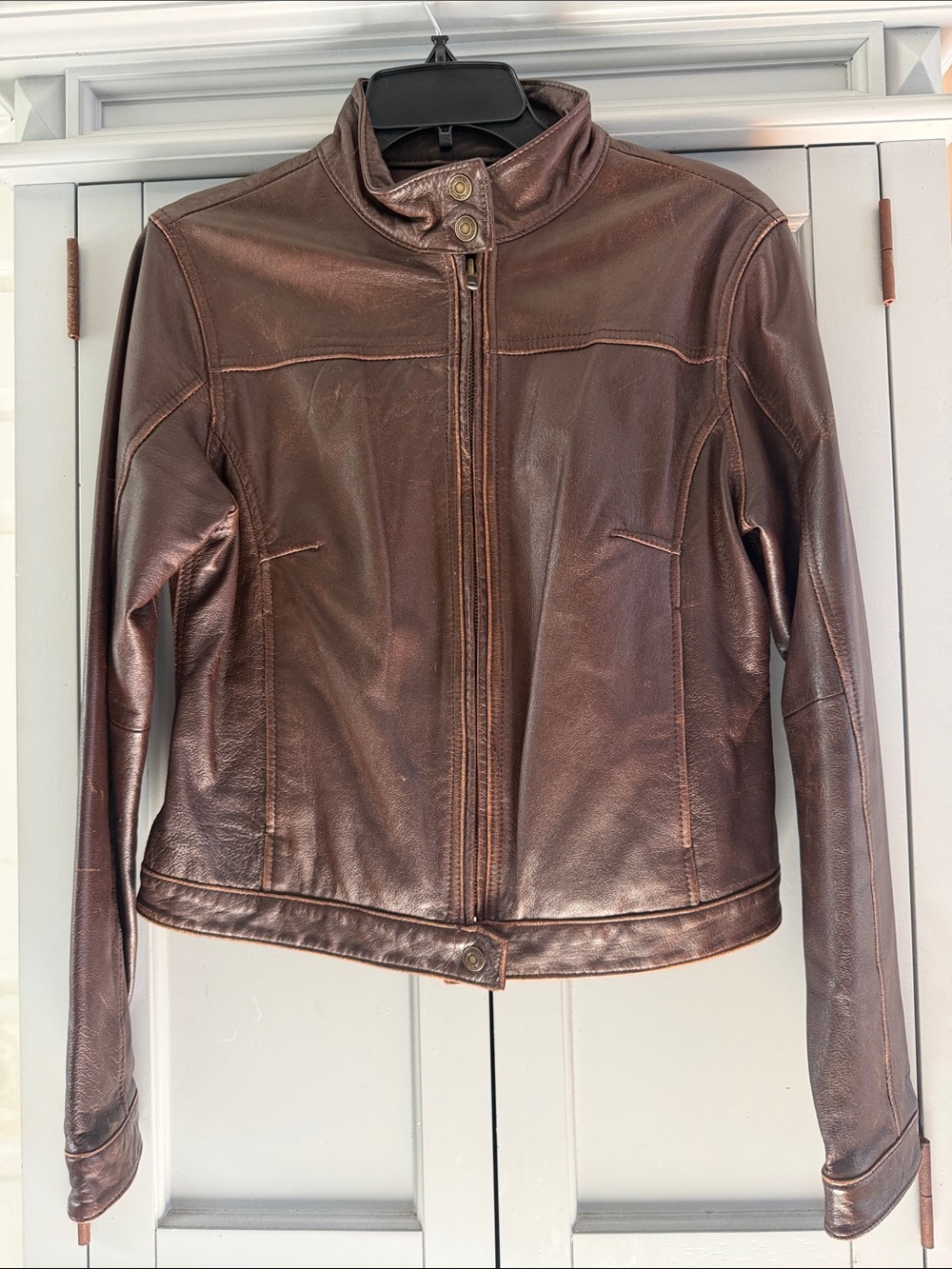 American Eagle Outfitters Brown Leather Zip Jacket